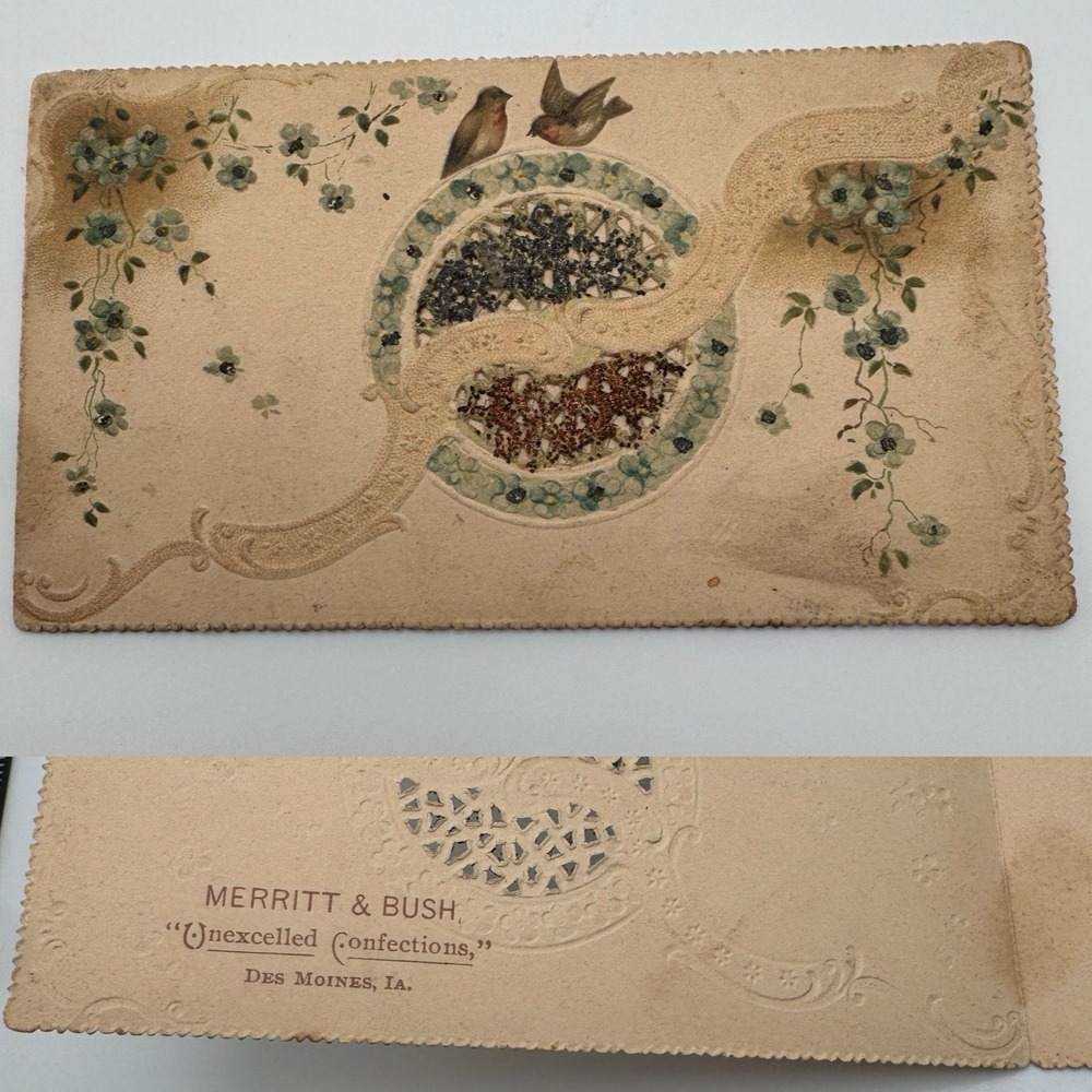 Merritt & Bush Des Moines IA Unexcelled Confectioners Christmas Card Ephemera